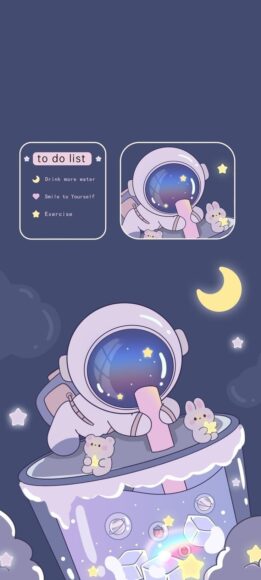 ảnh nền điện thoại iPhone phi hành gia hút trà sữa