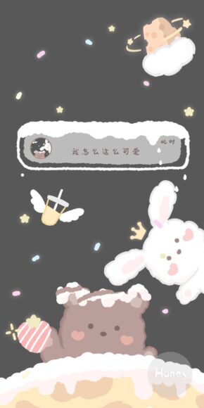 hình nền điện thoại iPhone gấu và thỏ