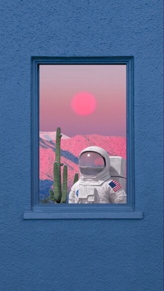 hình nền điện thoại iPhone phi hành gia cực chill