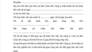 Mẫu đơn xin nghỉ việc