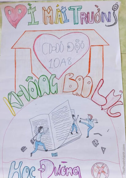 Tranh vẽ bạo lực học đường - bạo hành trẻ em