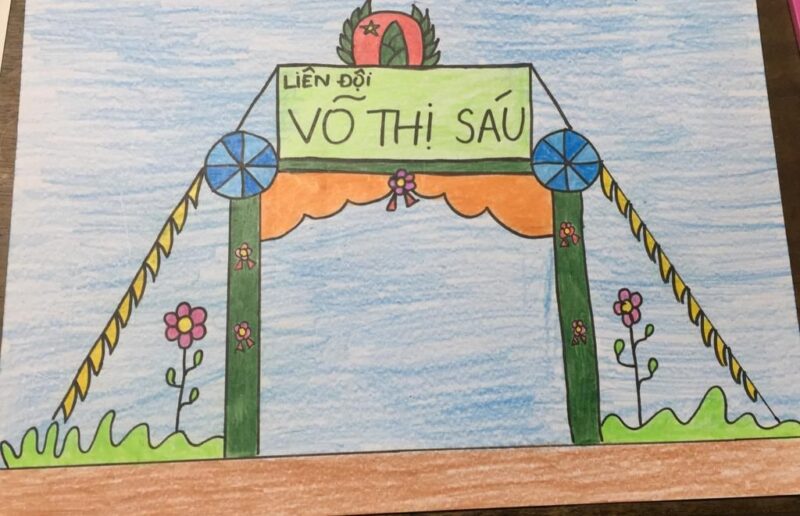 tranh vẽ đề tài trang trí lều trại cổng lều