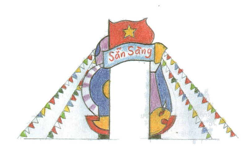 tranh vẽ đề tài trang trí lều trại đơn giản