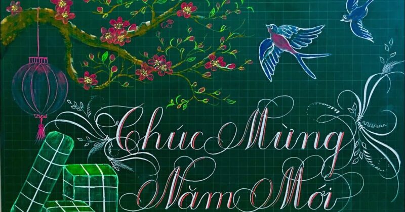 Vẽ bảng Tết cánh én mùa xuân