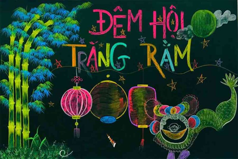 Vẽ bảng trang trí tết vui đêm trăng rằm
