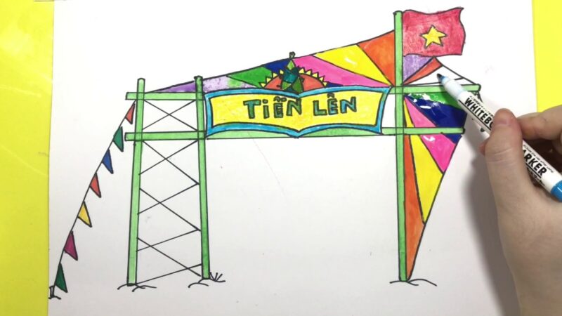 vẽ lều trại và cổng trại