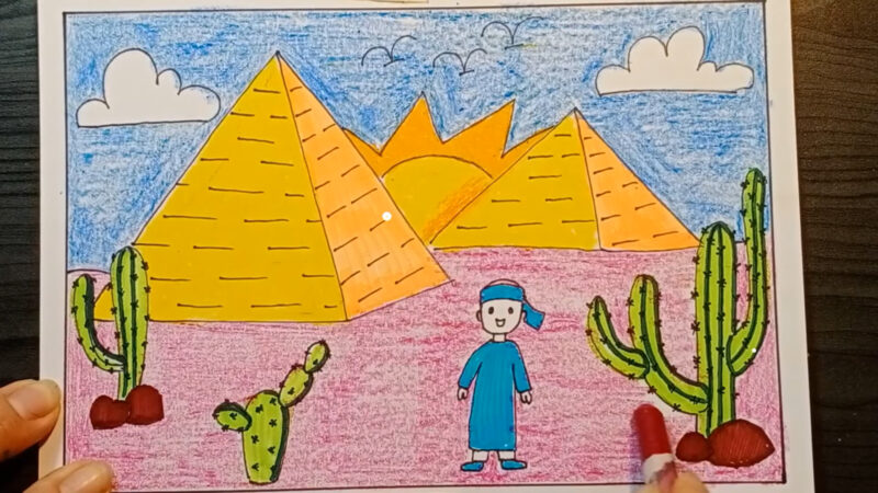 Vẽ tranh Ai Cập cổ đại mỹ thuật lớp 6 đơn giản