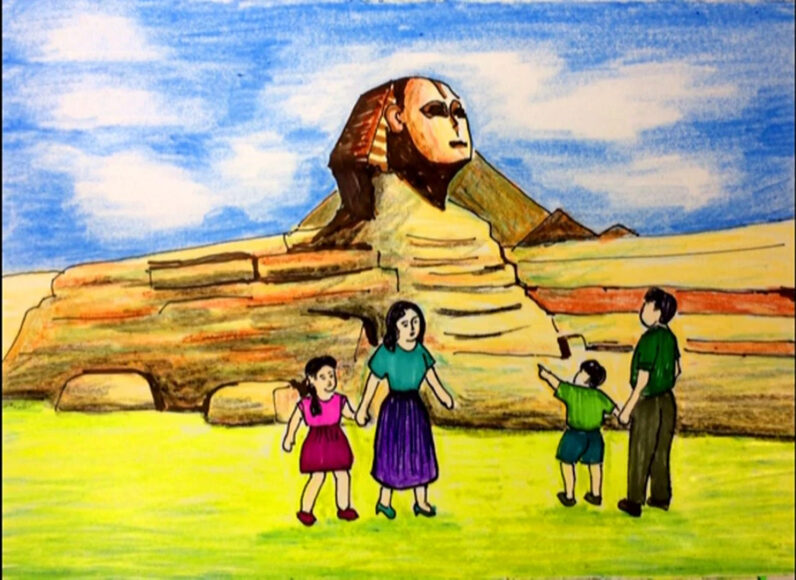 Vẽ tranh Ai Cập cổ đại tượng nhân sư đẹp nhất cho học sinh