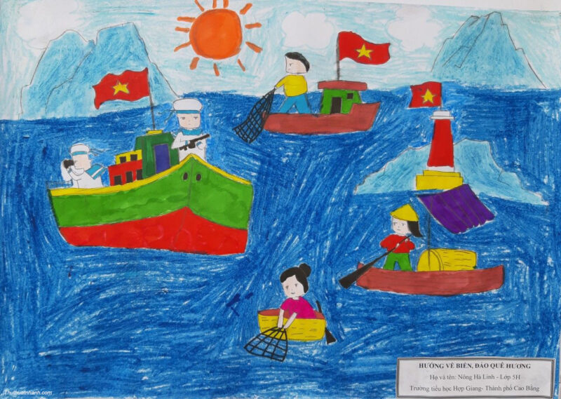 Vẽ tranh biển đảo quê hương﻿ đơn giản