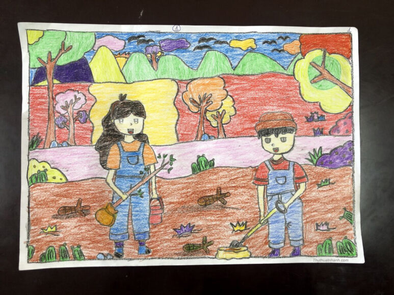 Vẽ tranh đề tài lao động bảo vệ môi trường