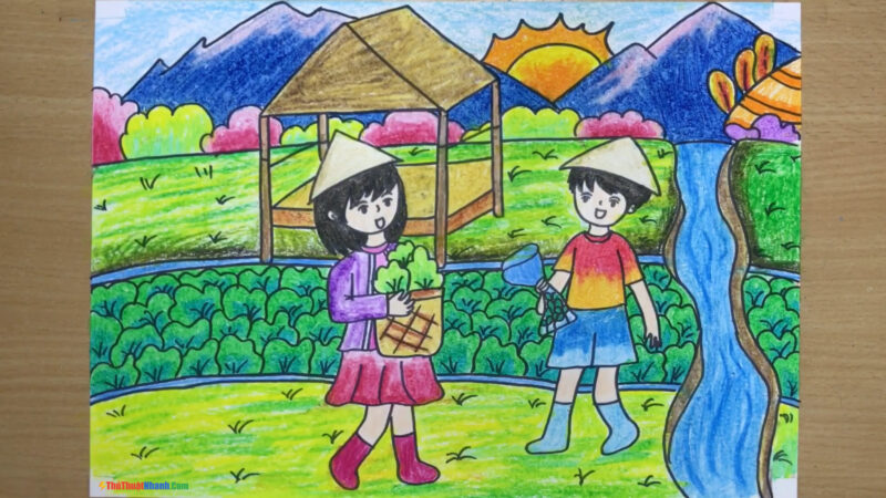 Vẽ tranh đề tài lao động đơn giản mà đẹp