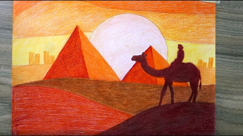 Vẽ tranh kim tự tháp Ai Cập cổ đại quá đơn giản
