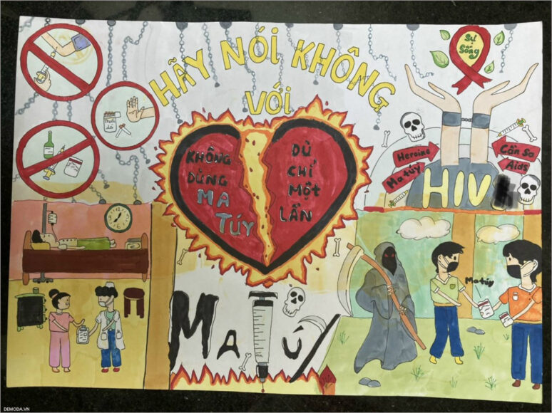 Vẽ tranh phòng chống HIV AIDS đẹp nhất của học sinh