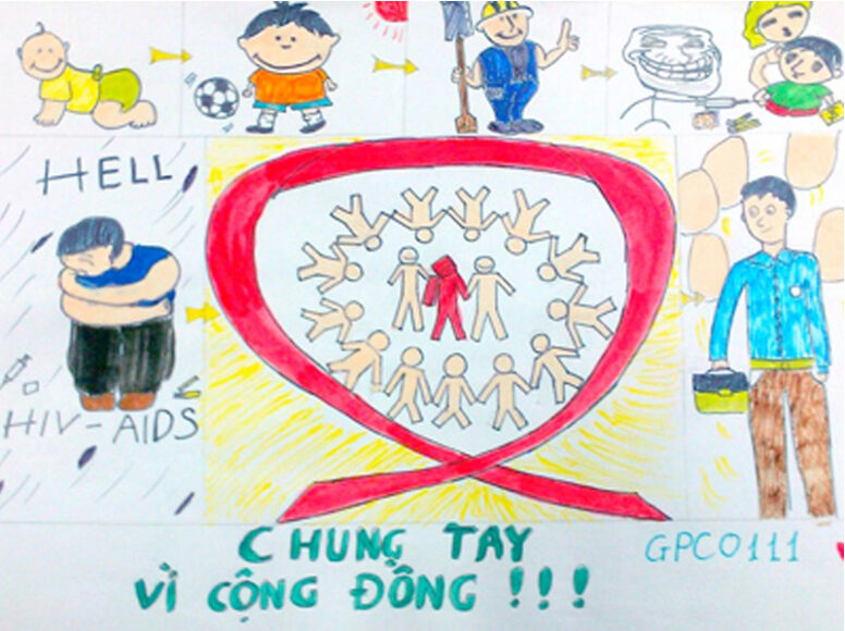 Vẽ tranh phòng chống HIV AIDS đơn giản mà đẹp quá trời