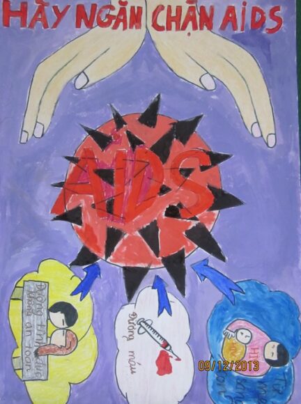 Vẽ tranh phòng chống HIV AIDS đơn giản mà đẹp, ý nghĩa