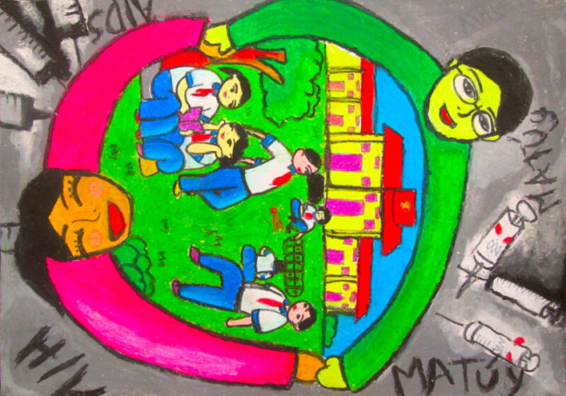 Vẽ tranh phòng chống HIV AIDS đơn giản, sáng tạo