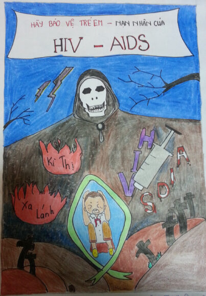 Vẽ tranh phòng chống HIV AIDS tuyên truyền đẹp