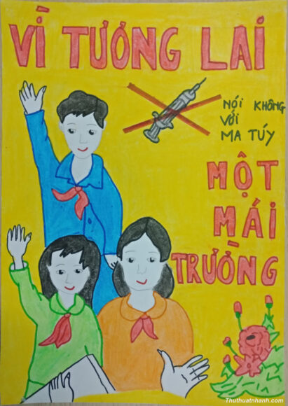 Vẽ tranh phòng chống ma túy học đường đơn giản