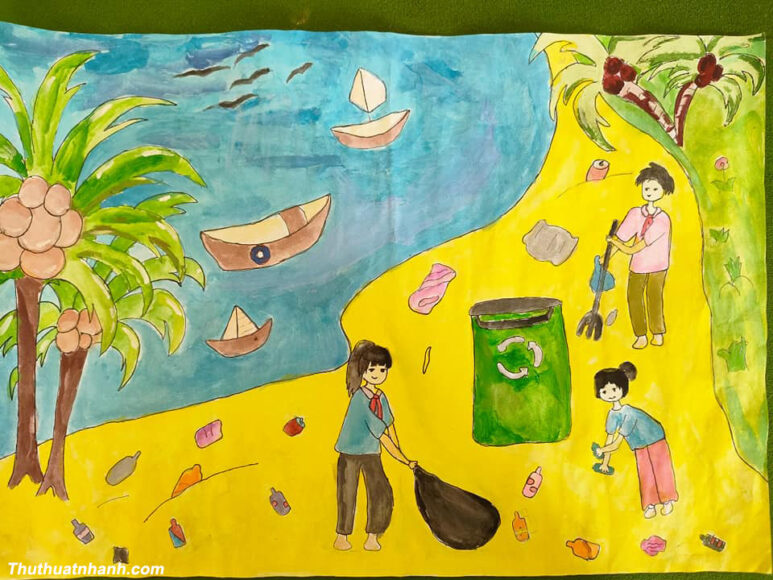 Vẽ tranh thiếu nhi làm nghìn việc tốt đơn giản nhất