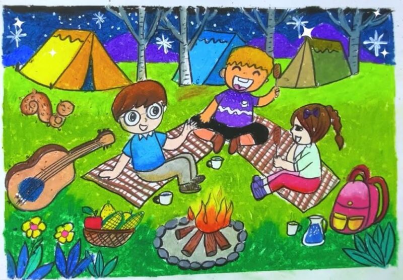 Vẽ tranh trang trí lều trại đơn giản