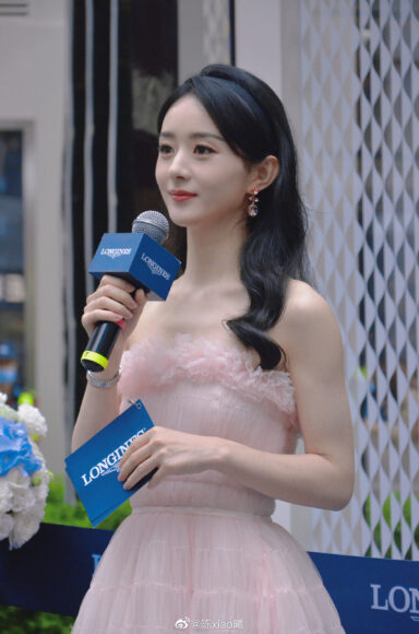 Ảnh Triệu Lệ Dĩnh cầm mic phát biểu