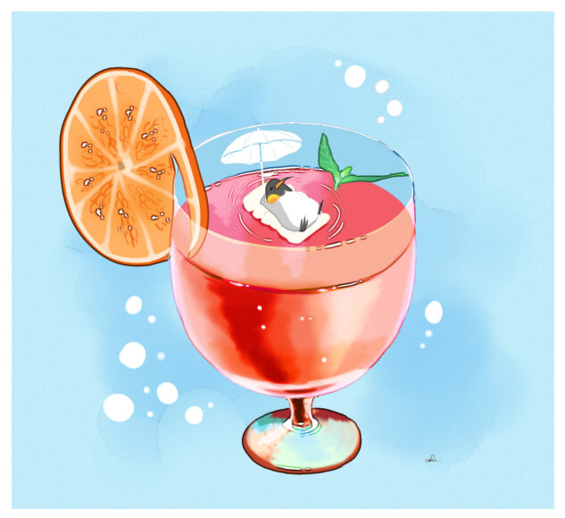 Hình ảnh đơn giản nằm nghỉ dưỡng trong ly nước