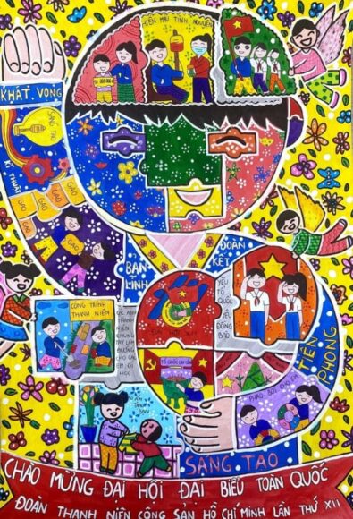 tranh vẽ đề tài Đoàn trong trái tim tôi với nhiều màu sắc