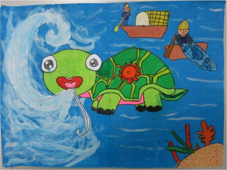 tranh vẽ đề tài những phát minh kỳ diệu lọc nước hình con rùa