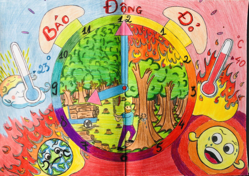 tranh vẽ đề tài Vì môi trường tương lai báo động đỏ môi trường