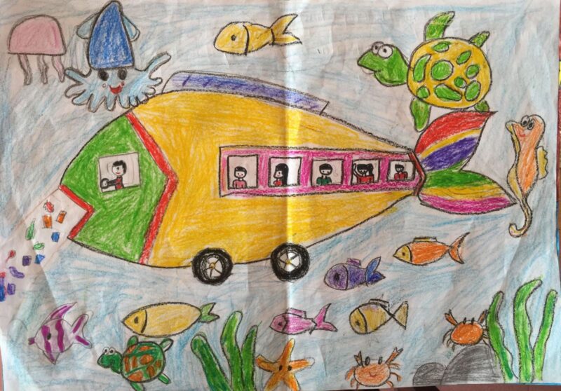 tranh vẽ những phát minh kỳ diệu con cá biết thu rác