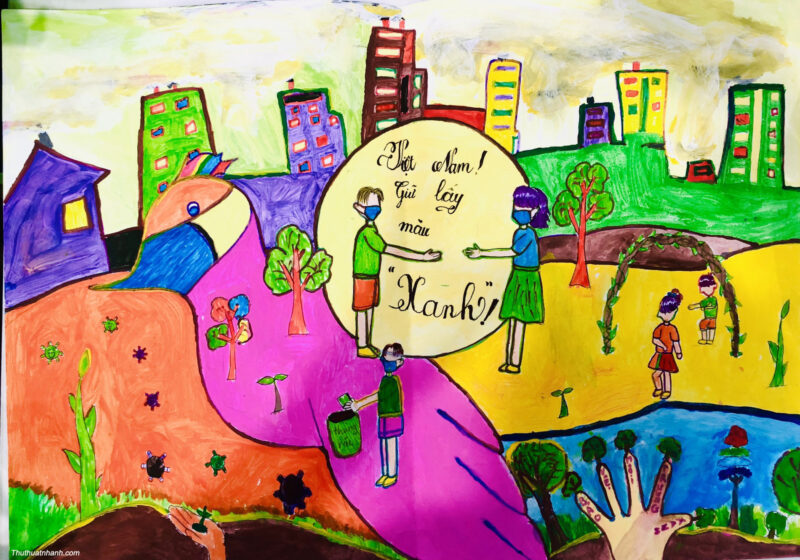 Tranh vẽ thành phố hòa bình đẹp