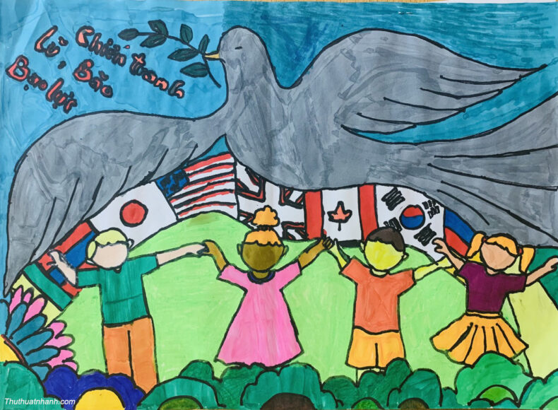 Tranh vẽ thành phố hòa bình đơn giản