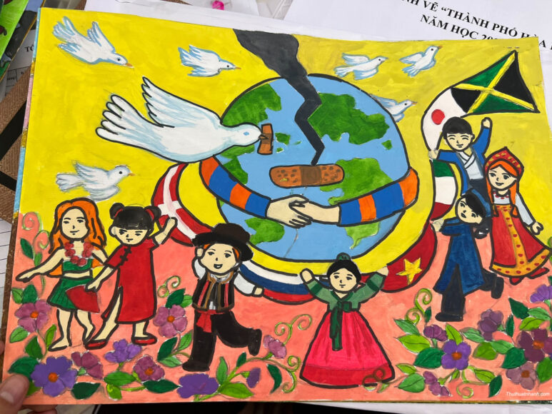 Tranh vẽ thành phố hòa bình hữu nghị