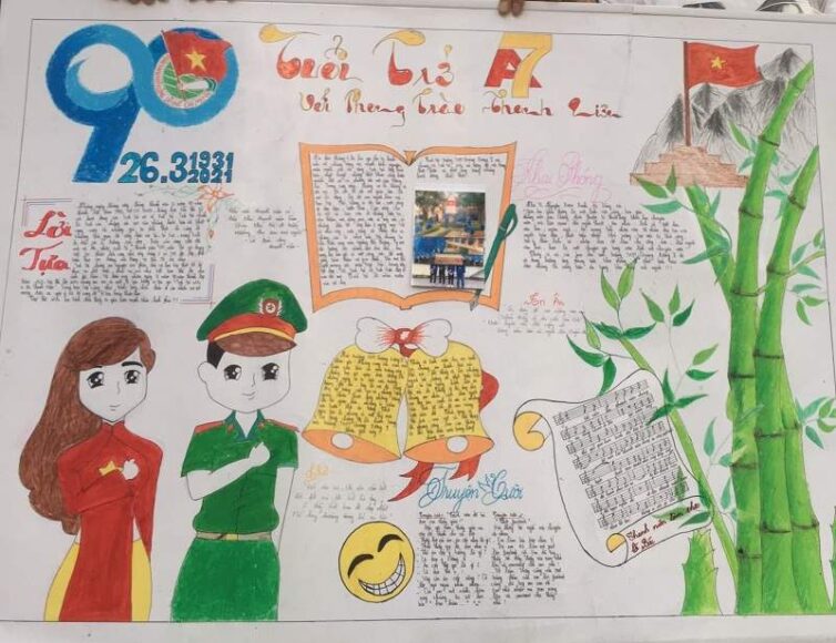 Vẽ tranh 26 3 trang trí mẫu báo tường