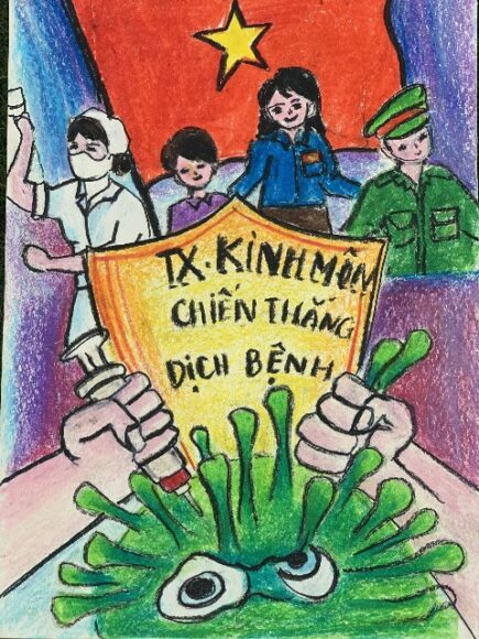 Vẽ tranh Đoàn trong trái tim tôi thanh niên tình nguyện cùng nhân dân chóng virus