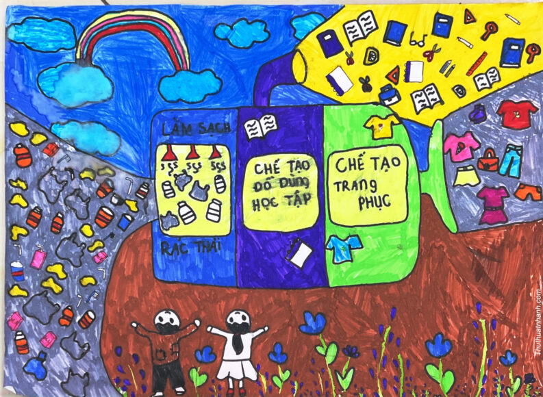 Vẽ tranh những phát minh diệu kỳ về chiếc máy bảo vệ môi trường