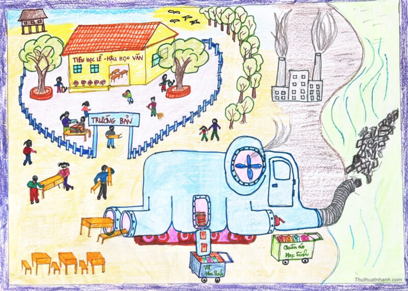 Vẽ tranh những phát minh diệu kỳ về chiếc xe ô tô hình chú voi