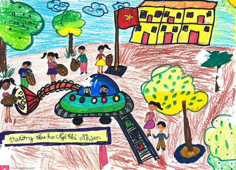 Vẽ tranh những phát minh diệu kỳ về đĩa bay tái chế giấy