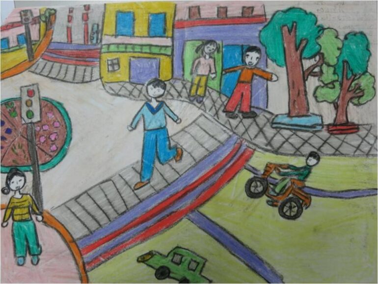 vẽ tranh những phát minh kỳ diệu cầu băng đường cho người đi bộ