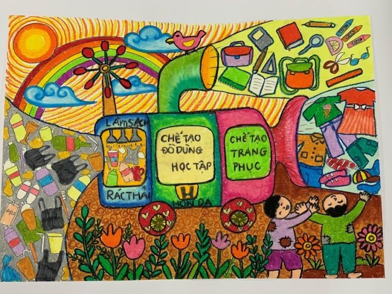 vẽ tranh những phát minh kỳ diệu đẹp, màu sắc nhất của học sinh