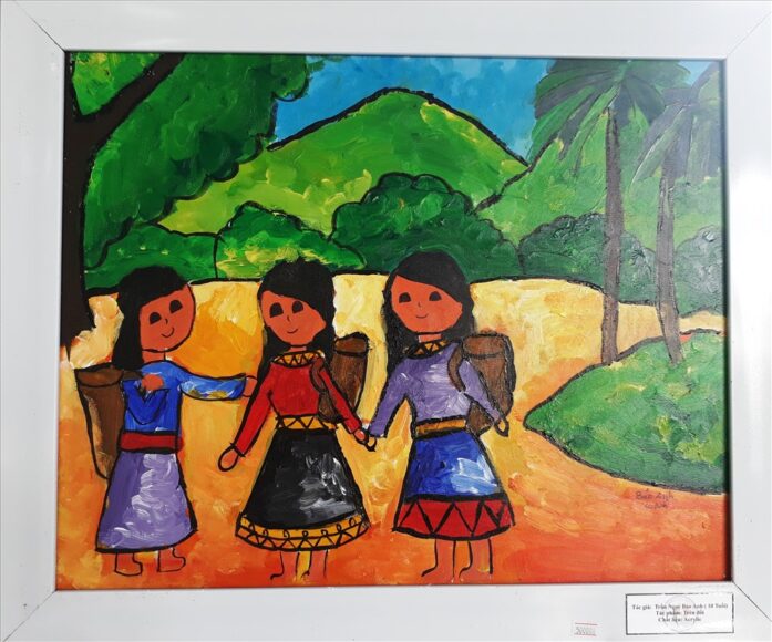 Vẽ tranh sắc màu Tây Nguyên đơn giản