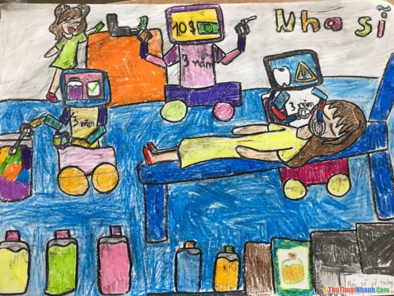 Vẽ tranh nha học đường lớp 3
