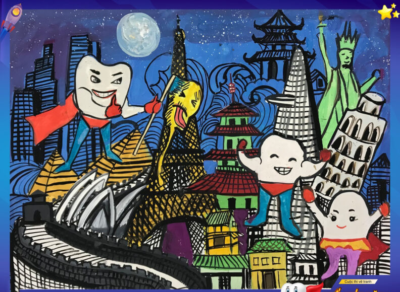 Vẽ tranh nha khoa học đường đáng yêu