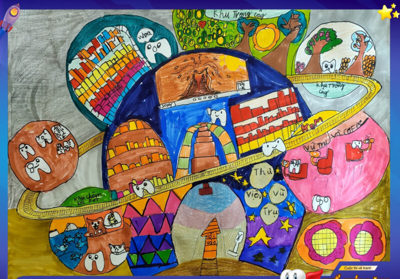 Vẽ tranh nha khoa học đường đẹp dễ thương