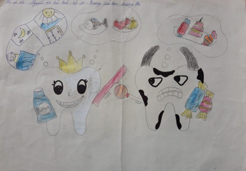 Vẽ tranh nha khoa học đường đơn giản cho học sinh