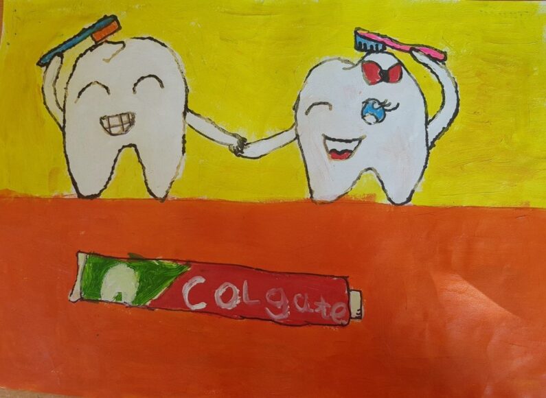 Vẽ tranh nha khoa học đường đơn giản dễ thương