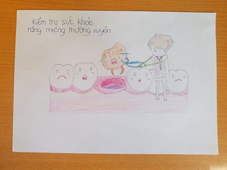 Vẽ tranh nha khoa học đường - kiểm tra sức khỏe răng miệng thường xuyên