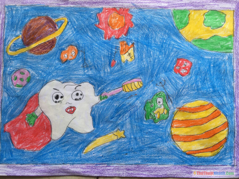 Vẽ tranh nha khoa học đường - Vẽ tranh bảo vệ răng miệng