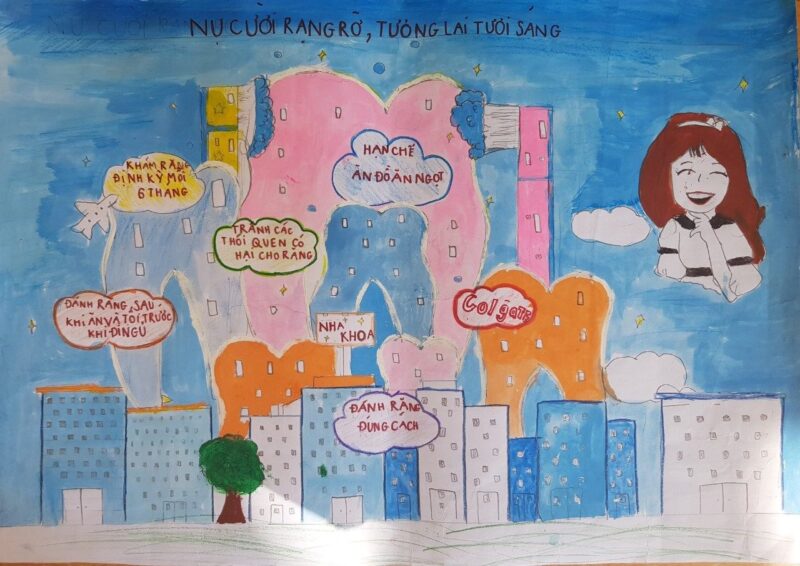 Vẽ tranh nha khoa học đường - Vẽ tranh nụ cười rạng rỡ, tương lai tươi sáng