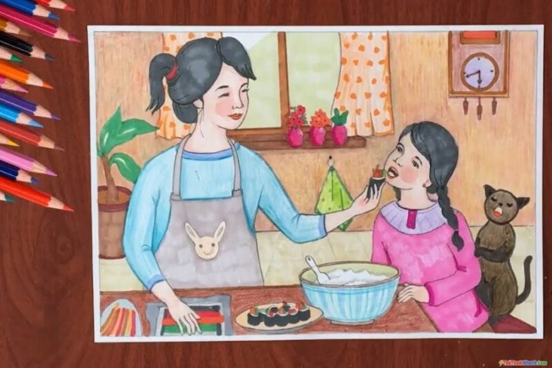 Vẽ tranh mẹ đẹp, đơn giản, dễ nhất